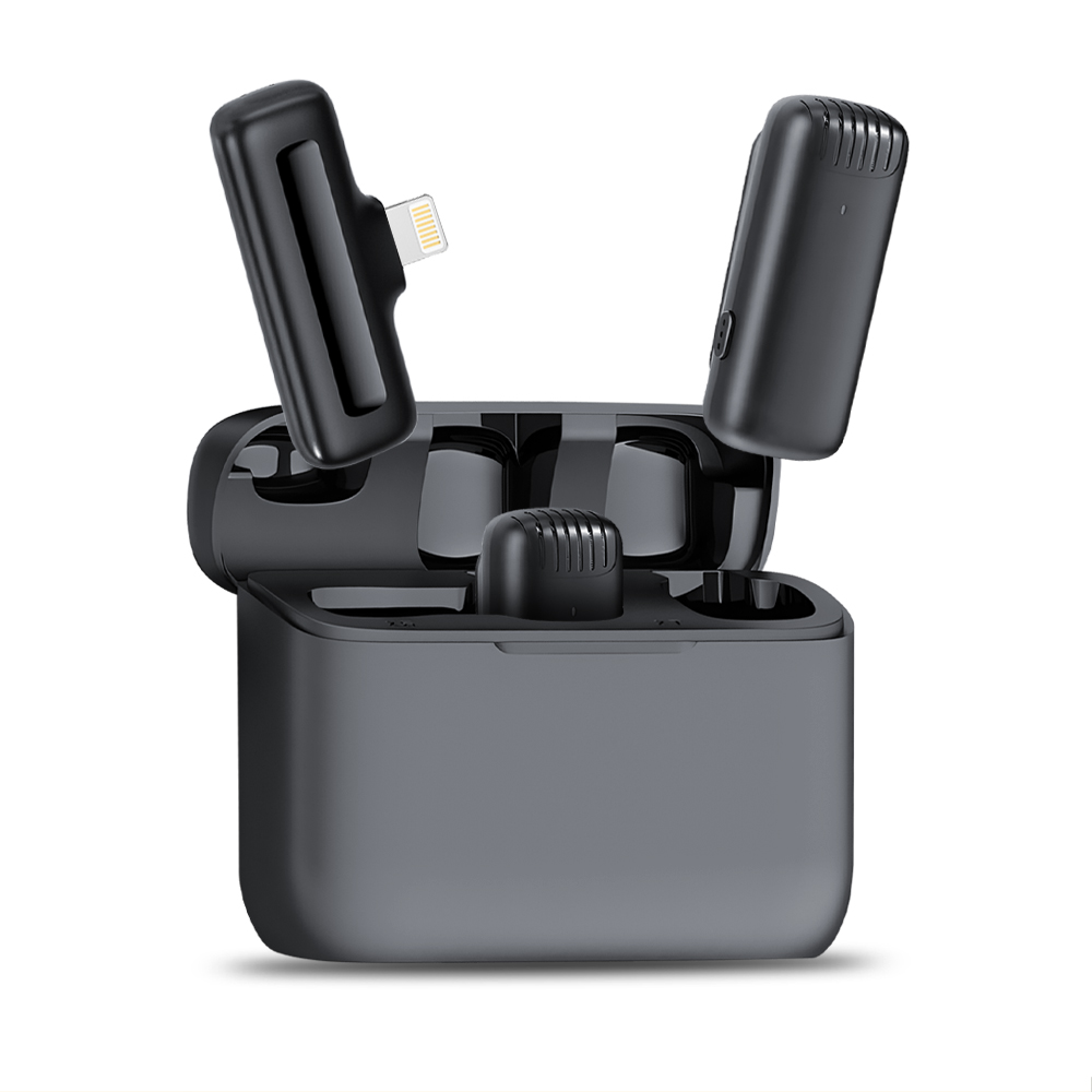 Mikrofon krawatowy z etui ładującym Bezprzewodowy mikrofon stereo 2.4G do wywiadów na żywo Zewnętrzny mini mikrofon klapowy z redukcją szumów: orange