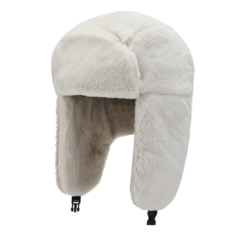 Winter Hat Women Men Faux Fur Solid Color LeiFeng Cap Russian Bomber Hat Ski Hat Warm Earmuffs Thicken Ear-flapped Hat