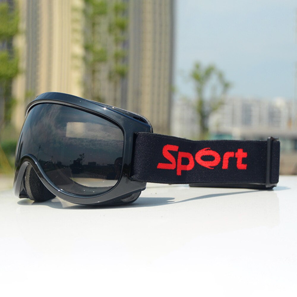 ski goggles lens anti-fog UV400 ski glasses skiing men women snow goggles Safety Eye Protection Glasses Eyewear: Black frame black