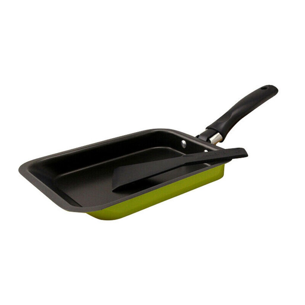 Rectangular Non-stick Frying Pan Fry Egg Pancake Pot Mini Cooking Tools Pancake Pot Frying Pan Ergonomic Handle tool home: Green