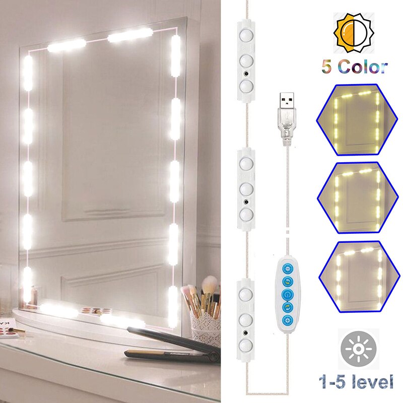 Luci a specchio per trucco a LED USB 5V Hollywood Dresser Light Bar Vanity Light lampada da tavolo da toeletta impermeabile per la decorazione del bagno
