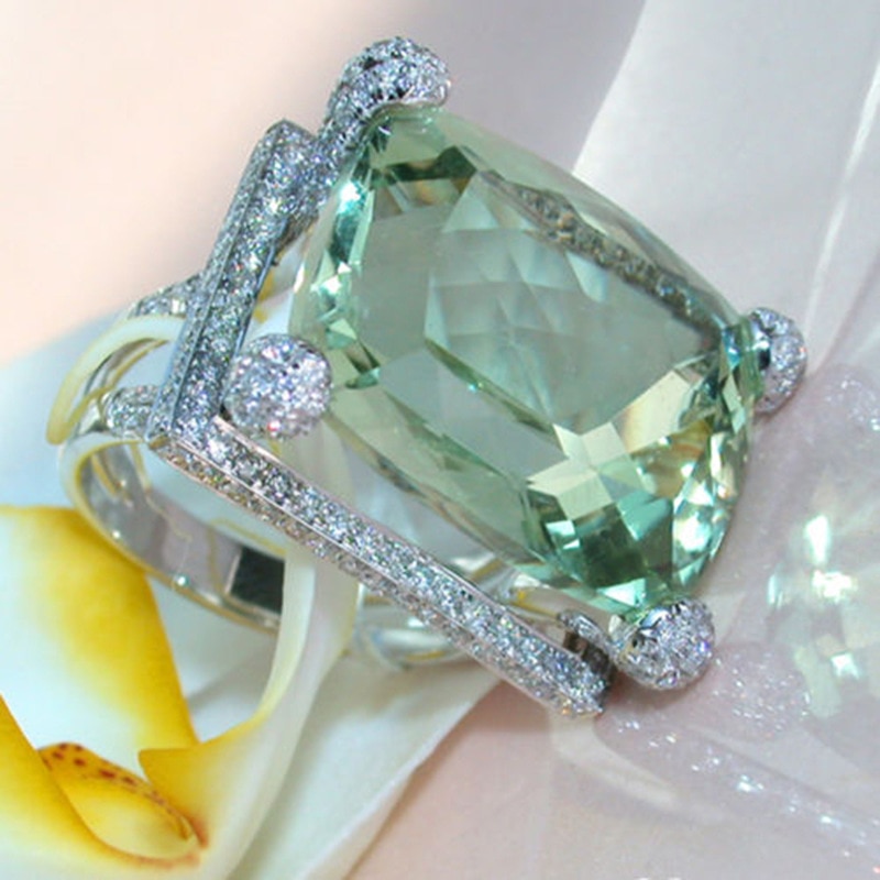 14K or péridot bijoux émeraude bague topaze pour les femmes mystique Anillos De Bizuteria pierre gemme diamant Turquoise carré bague De
