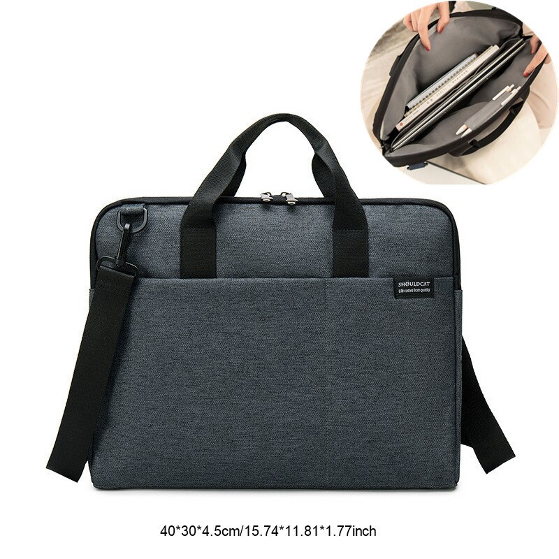 Mannen Laptop Aktetas Computer Tas Zakelijke Document Organizer Ipad Tote Handtas Messenger Purse Strap Pouch Accessoires Artikelen: A Gray