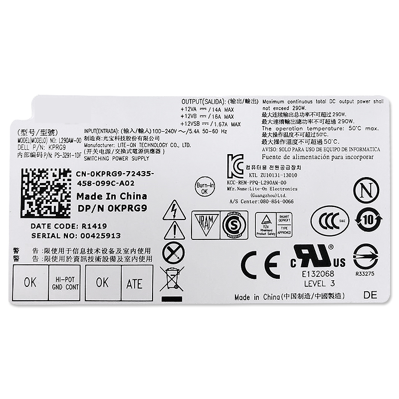 Original PSU For Dell 3020 7020 9020 8Pin 290W Power Supply HU290AM-01 D290EM-01 AC290EM-00 F290EM-00 HU290EM-00 L290BM-01