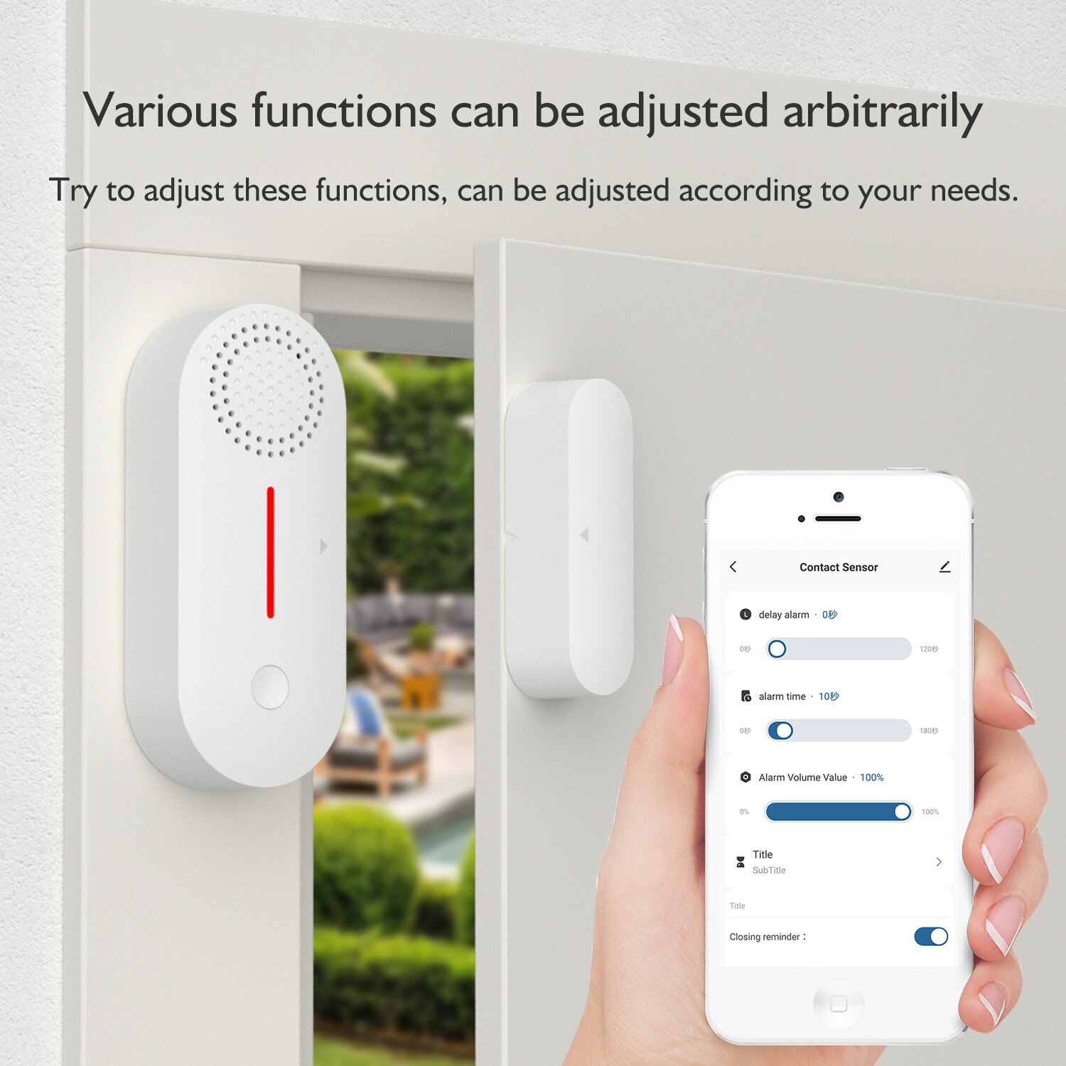 Tuya Smart WiFi Door Sensor Door Open / Closed Detectors Sound Alarm Timed Arming and Disarming App Notification Alert Security