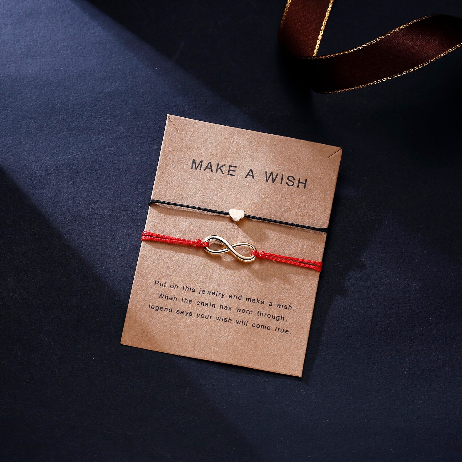 Red Black Rope Chain Combination Bracelet With Card Love Resin Blue Eye Pendant Bracelet Couple Friend Adjustable Bracelet