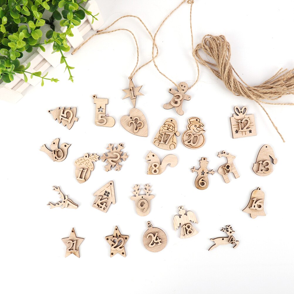 Calendar Pendant Advent Calendar Numbers Wooden Number 1-24 Christmas Craft For Christmas Decoration #30