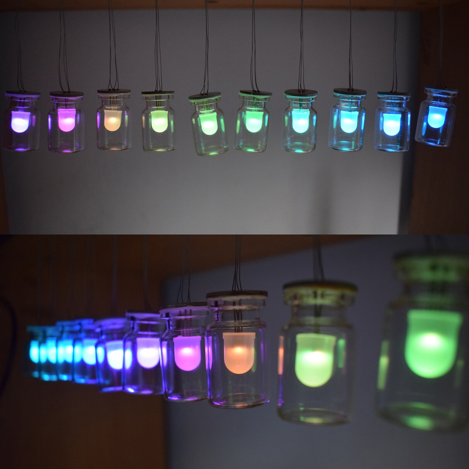 Rgb Rainbow Kleur Drijvende Led Aurora Glazen Simulatie Wind Chime Kleurrijke Aurora Lamp Diy Kit