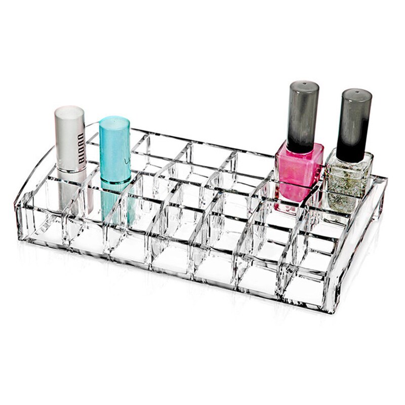 Klar akryl plast læbestift holder neglelak stativ kosmetisk prøve opbevaring 36 gitre makeup værktøj hylde multi organizer