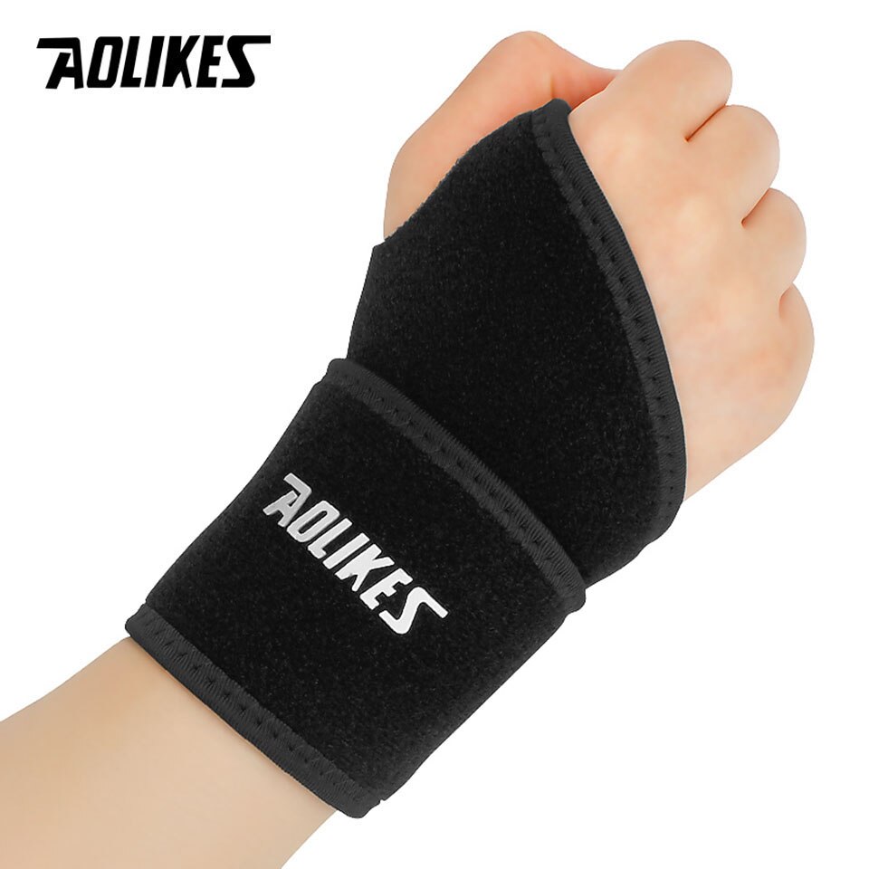 AOLIKES 1PCS Fitness Elastic Wristband Adjustable Sports Wrist Support Weight Lifting Support Band Open Wrist Rest: C-Black-1Pcs