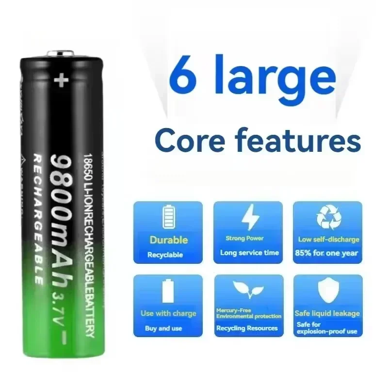 Neuer 18650 Li-Ion-Akku 9800 mAh, wiederaufladbarer 3,7 V-Akku für LED-Taschenlampen oder Akkus für elektronische Geräte