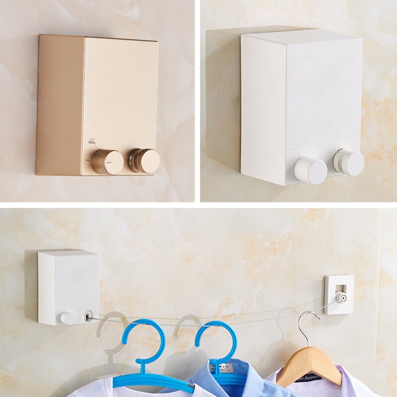 Retractable Clothes Line Adjustable Clothes Line Indoor And Outdoor With ABS Box + Aluminum, Wall-mounted Clothes Line