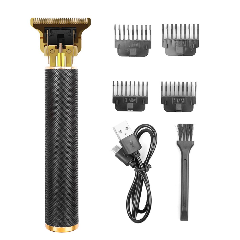 Elektrisk klipper usb genopladelig hårtrimmer barbermaskine barber til mænd hårklippemaskine hårstyling barbermaskine: Ingen lcd sort