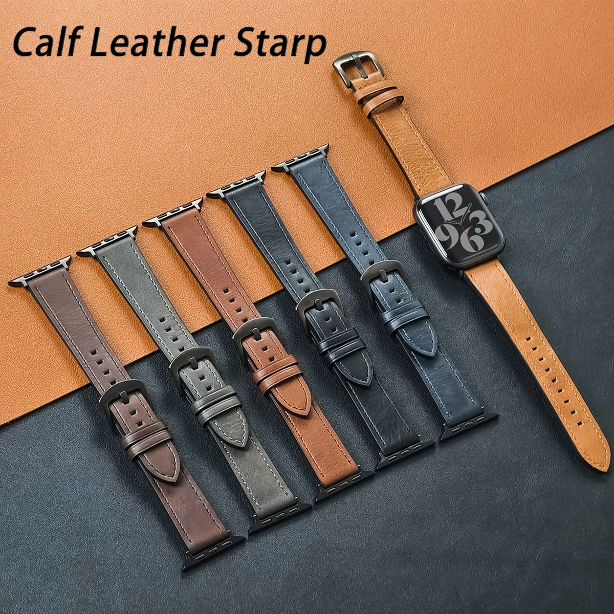 Correa de reloj de piel de becerro para Apple – Grandado