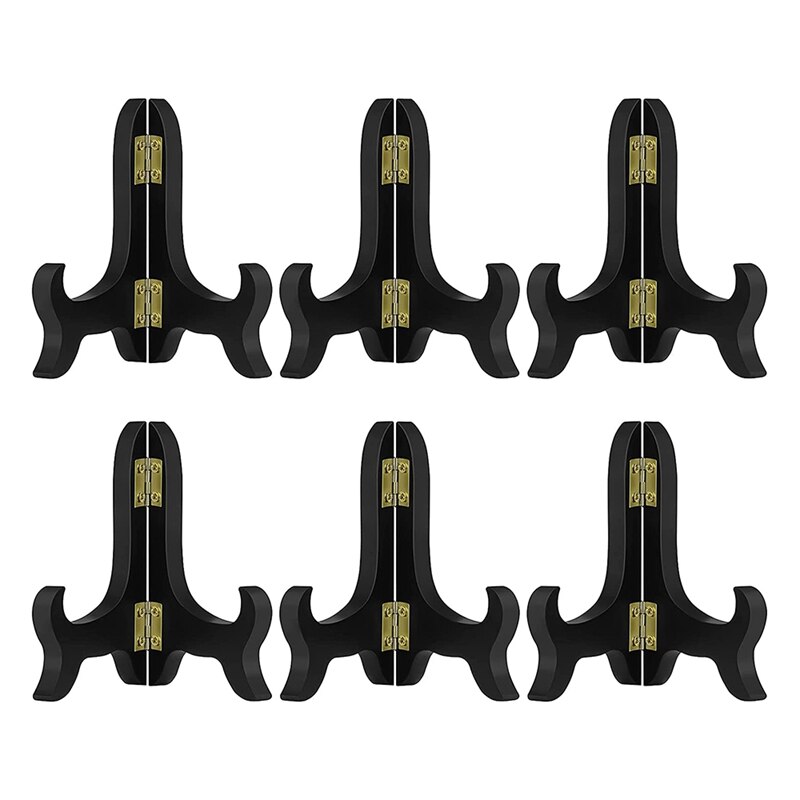 6 Pieces Of Wooden Display Shelf Board Easel Stand: black