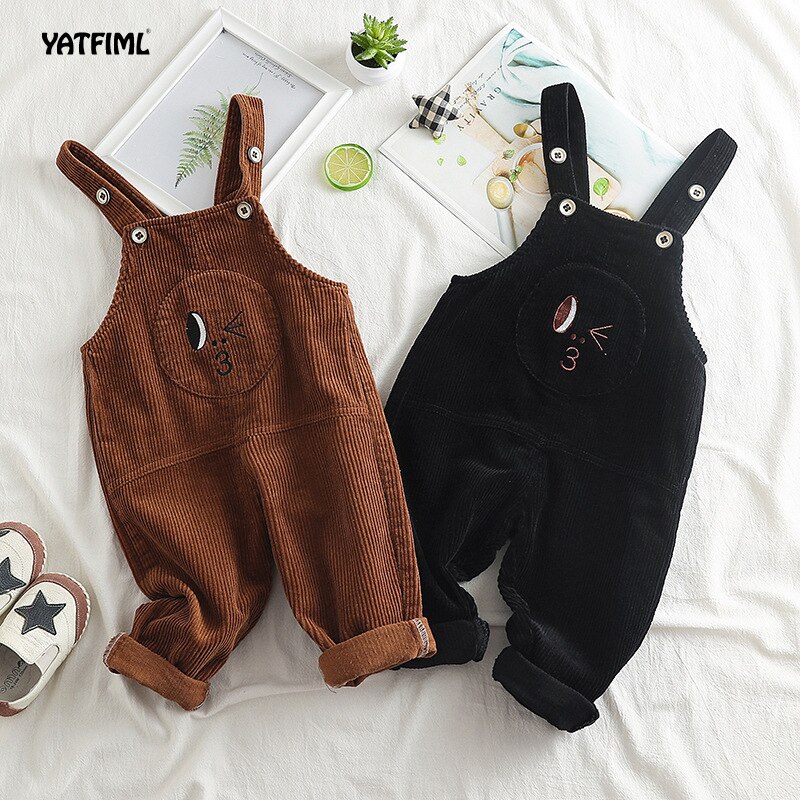Peuter Cartoon Baby Kids Jongens Meisje Lente Herfst Warm Corduroy Overalls Broek Effen Kleur Dikker Toevallige Bib Broek 1-3Y