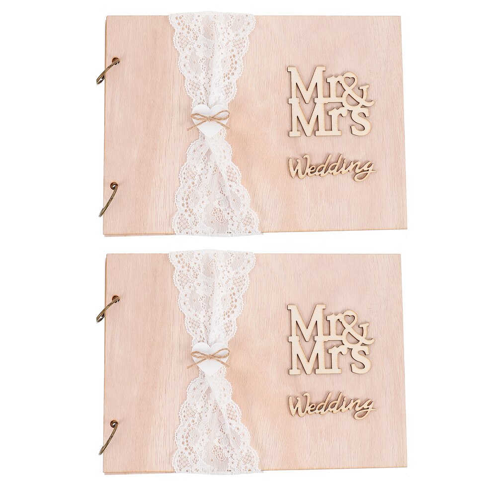 Livre de Signature pour invités (10 Pages), décoration rustique de mariage, livre d&#39;or, 2 pièces