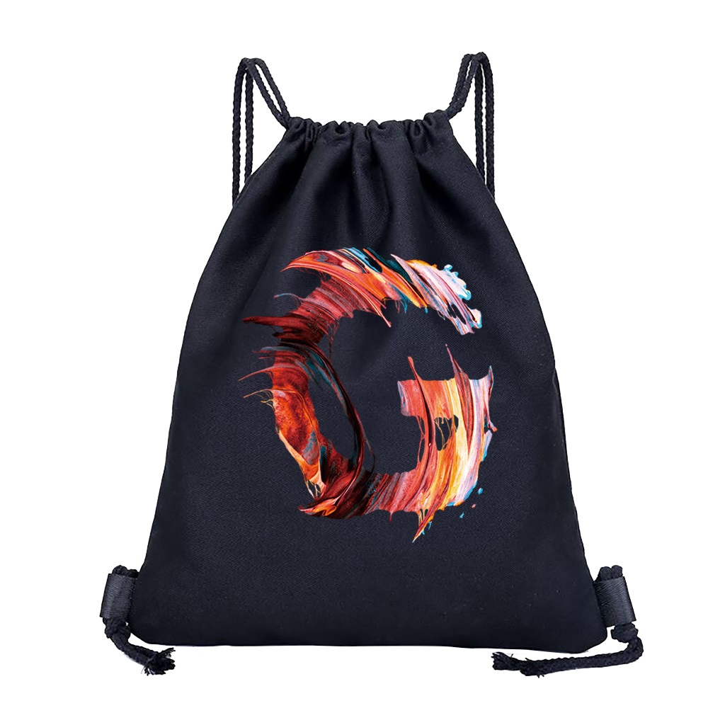 26 Initials Print Drawstring Bag Backpack Men and Women Beach Sports Travel Backpack Kid Supplies Bag Portable Sundries Bag