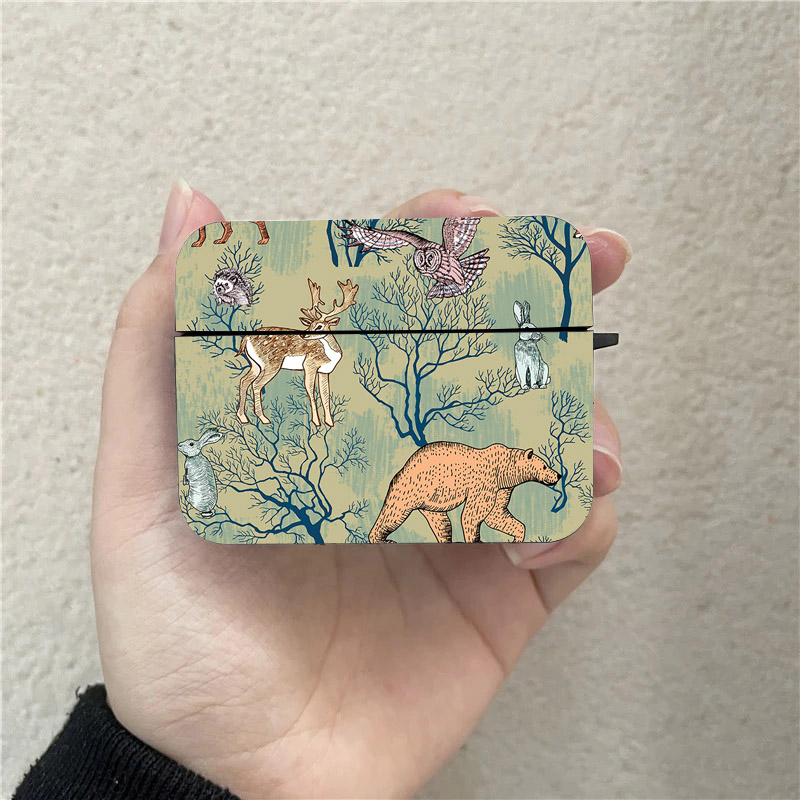 Étui AirPods 1, 2, 3, Pro 2, noir, animal, floral, étui pour écouteurs Bluetooth sans fil Apple: 2XS / Olive