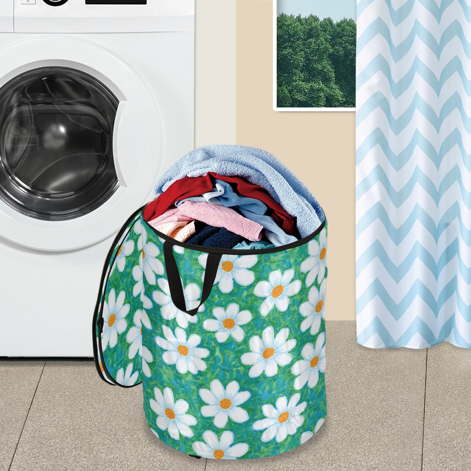 Organizer Polyester Basket Waterproof Large Capacity Laundry Hamper Dirty Clothes Storage Basket Floral Print Home Storage Bin