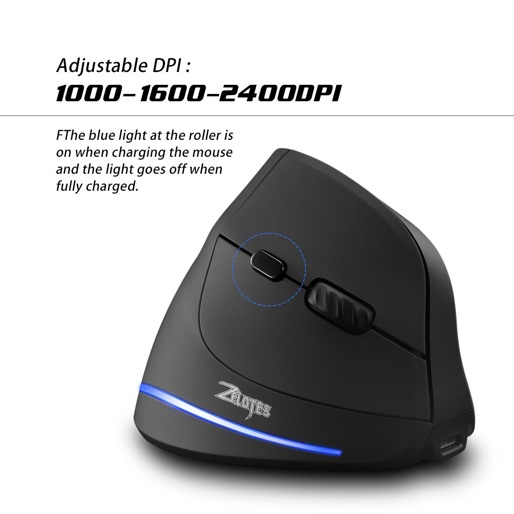 F-35 Wireless Mouse Vertical Mouse Ergonomic Rechargeable Mice 2400DPI Optional Portable Gaming Mouse for Mac Laptop PC Computer