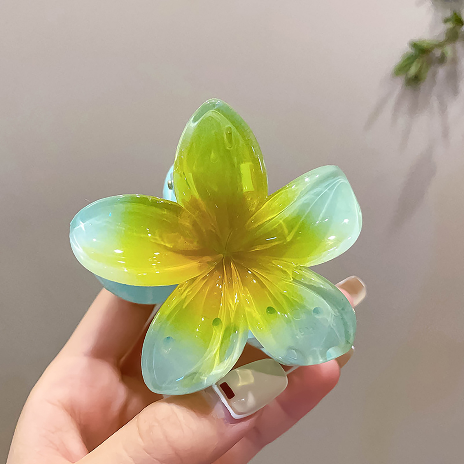 Gradient Flower Hair Clip Beach Hairpins Flower Claw Clips Hawaiian Style Headwear Summer Flower Hairpins Girls Hair Accessories: Blue Zinc Plated