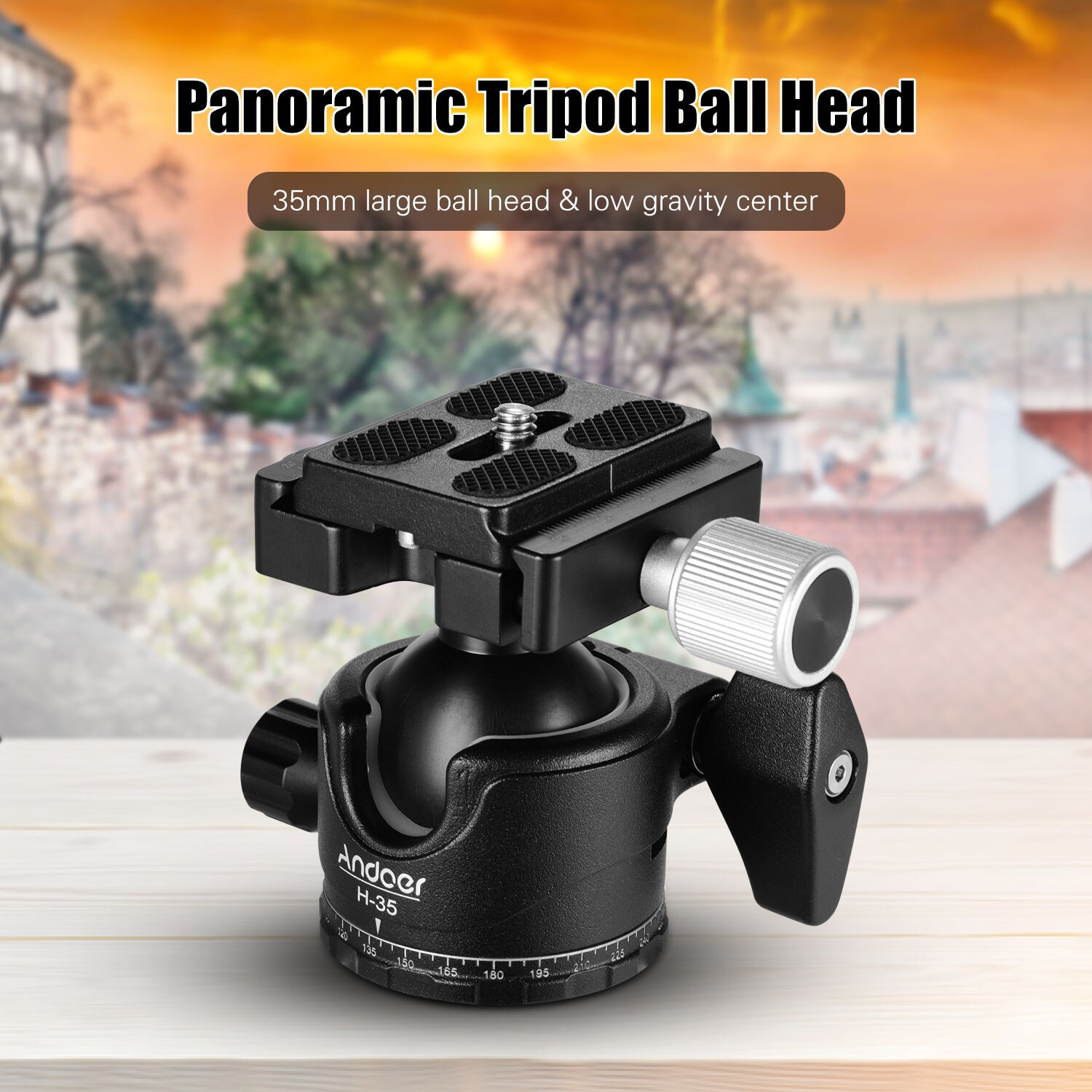 Andoer Panorama Tripod Ball Head Ballhead Mount Adapter U-Groove Lage Zwaartepunt Met Draagtas Bal Hoofd