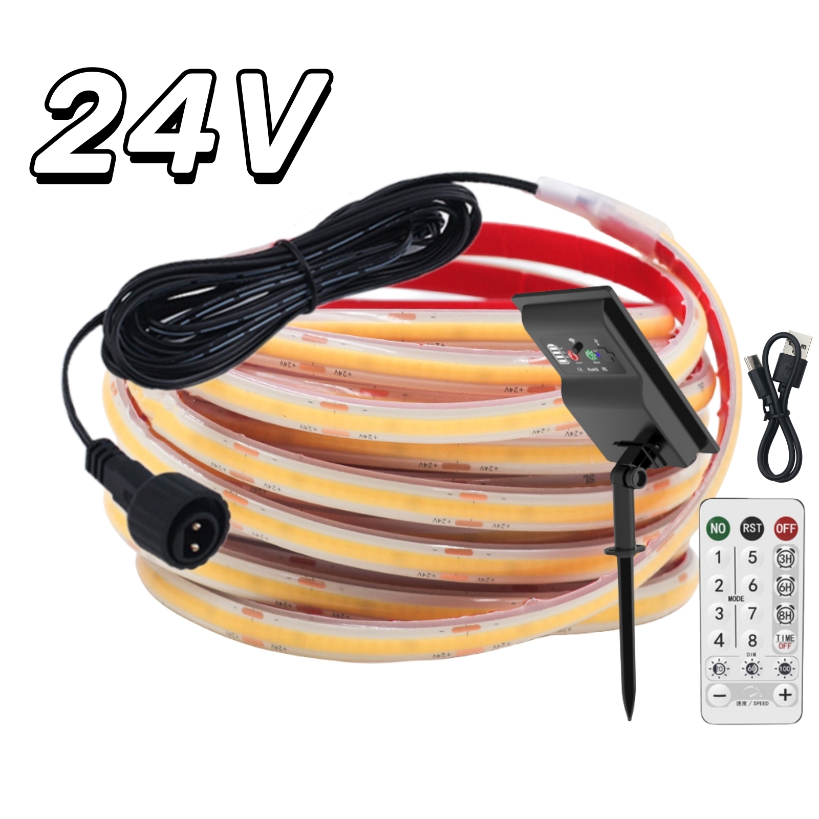 Bandes COB barre lumineuse LED solaire 12V 24V IP68 Tube en Silicone étanche ruban FOB ruban Flexible pour éclairage extérieur de piscine: Sunny Jaune / 0-5W