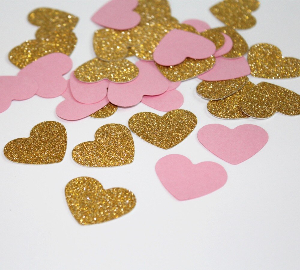 Bridal Brunch Party Decor Bridal Shower Decorations pink and Gold Heart confetti