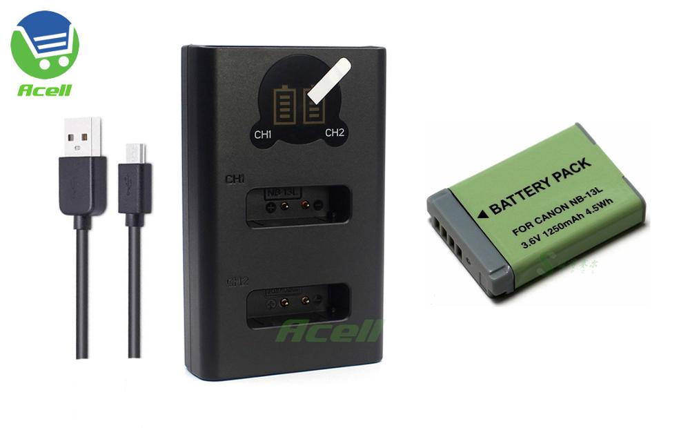 NB-13L Battery + LCD USB Dual Charger for Canon PowerShot SX740 SX730 SX720 SX620 HS PowerShot G7X G1X Mark III Camera: 1Battery 1Bi-Charger