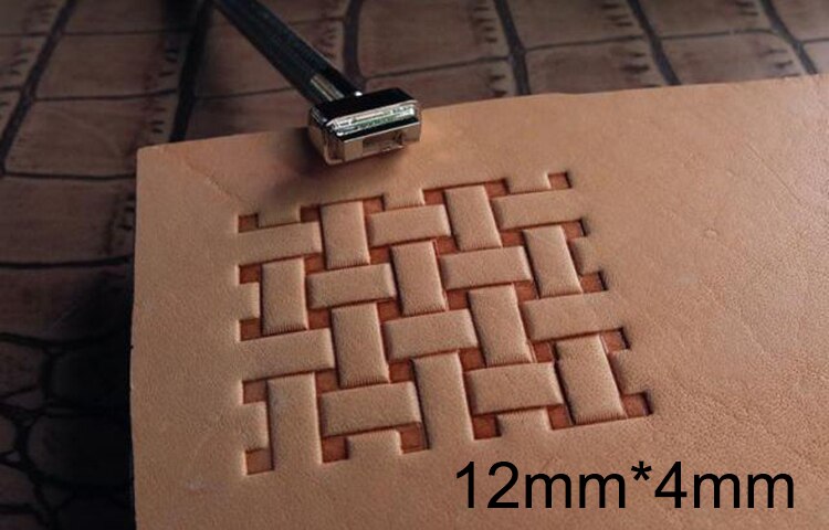 Padrão de impressão de polegar, padrão de tecer, padrão de borda geométrica mão-trabalho de aço design exclusivo ferramentas de trabalho de couro escultura socos