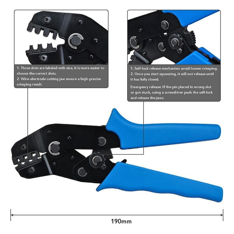 Hand Crimping Tool Wire Terminal Crimping Plier Cable Connector Clamping for 28-14AWG JST Tamiya JR XH Dupont Plugs