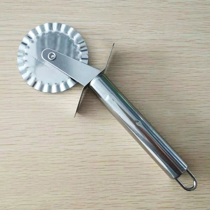 Rvs Pizzasnijder Roller Pizza Mes Cutter Gebak Pasta Deeg Crimper Keuken Pizza Gereedschap