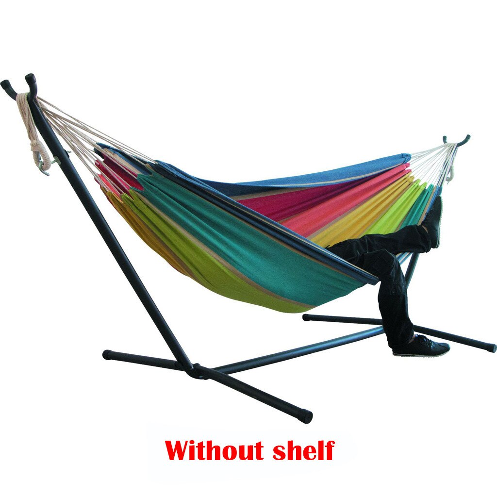 Hamacas dobles individuales para interiores, durabilidad cómoda, tumbona colgante a rayas, lona gruesa, hamaca grande para silla al aire libre: F