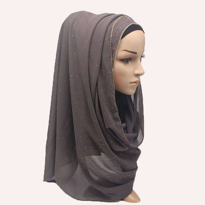 Yiwu usine femme musulmane en mousseline de soie chaude turquie arabe froissé hijab écharpe: Gris foncé