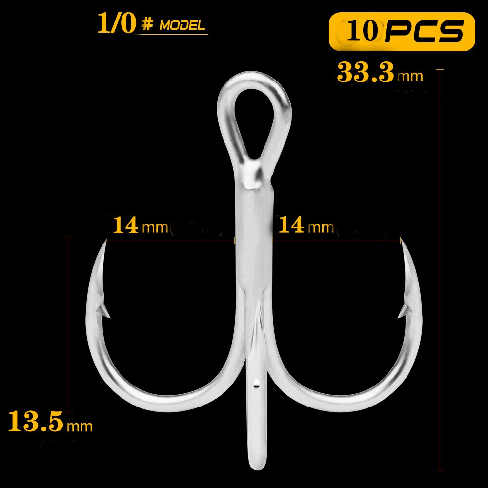 ST41-3X 20pcs/bag Fishing Hooks High Carbon Steel Treble Hooks Silver Super Sharp 2# 4# 6# 8# 10# 12# High Strength Hooks Tackle: 1.0 ( 10pcs)