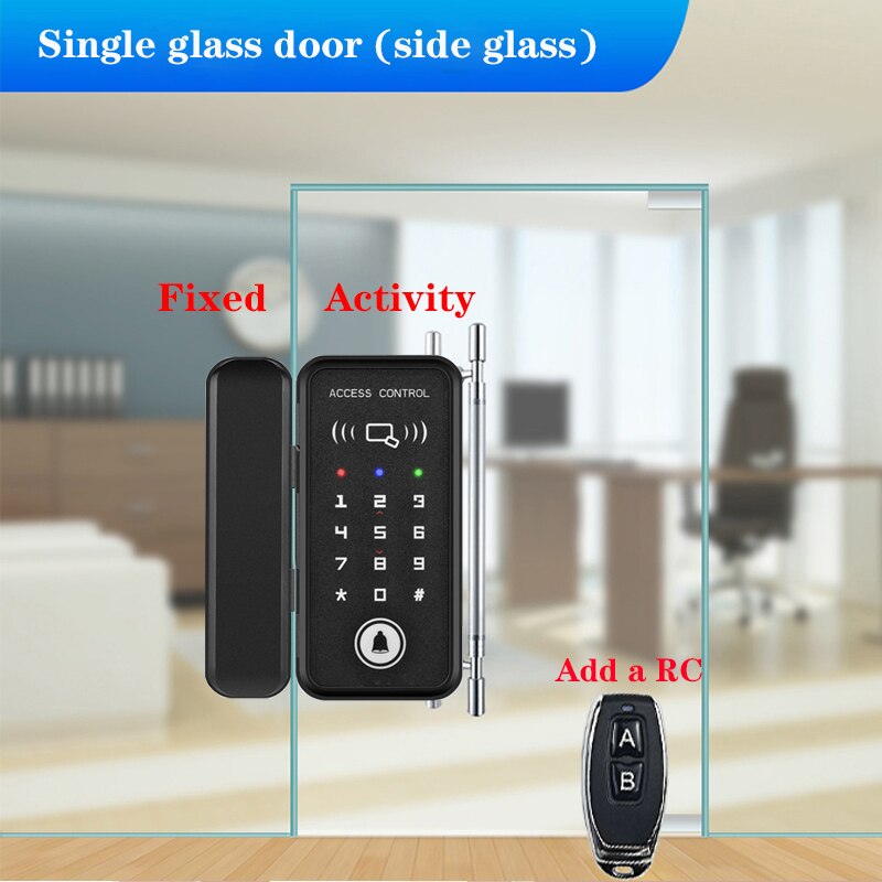 Frameless Glass Door Lock Office Glass Door Password Lock Single&Double Door Smart Card Key Door Lock XM-R1: B1