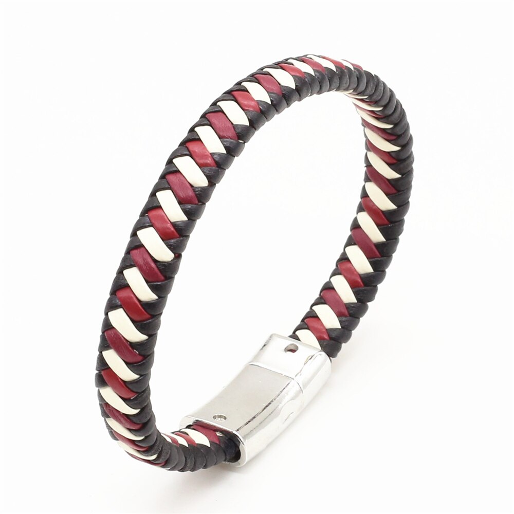 Trendikäs käsintehty kudos punos vintage naaras femme homme mies magneetti mansetti pu nahka naisten rannekoru koruja asusteita