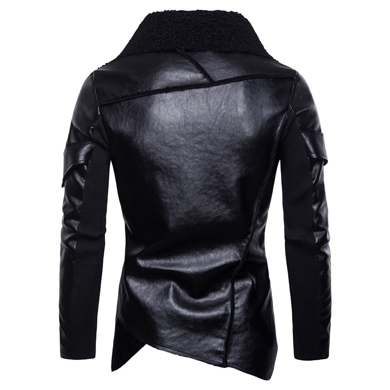 Chaqueta de cuero con personalidad para hombre, abrigo informal Punk de cuero para motocicleta, de otoño, novedad de