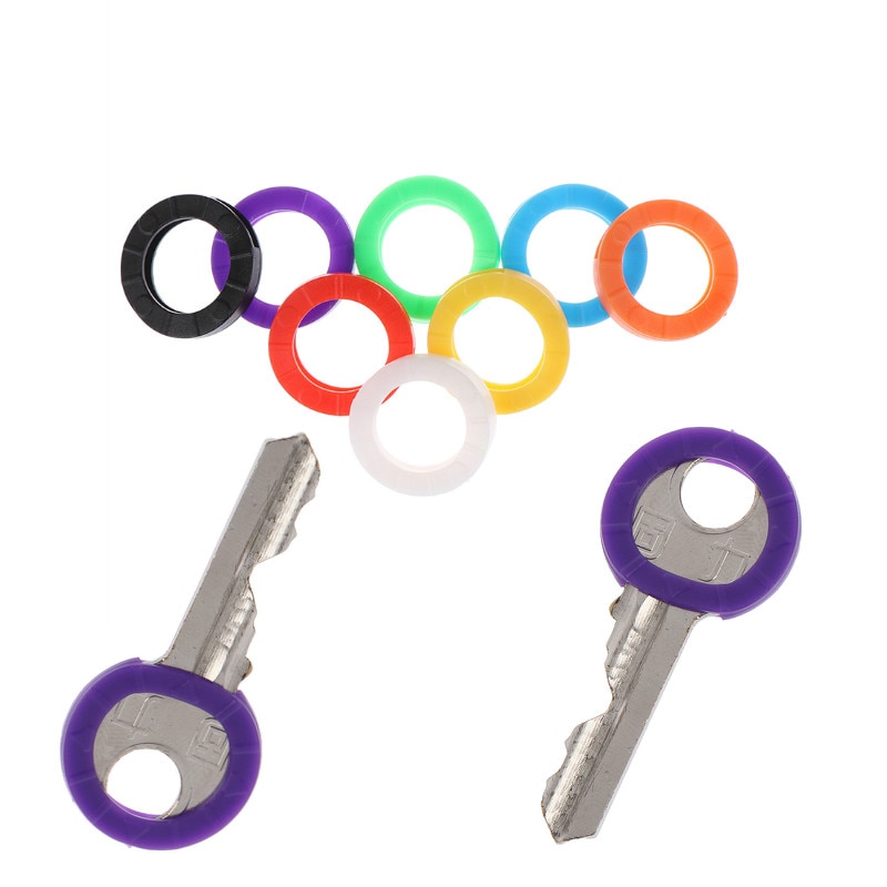 32 stk. hule gumminøgler i blandet farve, runde, bløde, silikone nøgler, låse, hætte, elastisk, topper, nøglering, taske