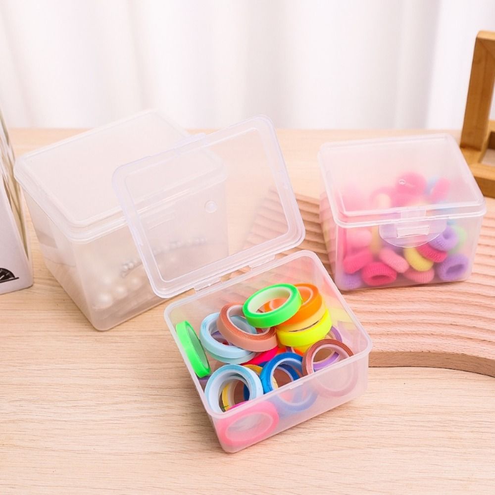 Boîte de Rangement en Plastique Transparent de Forme Rectangulaire avec Couvercle, Conteneur pour Stockage de Bijoux, Bande de Sauna