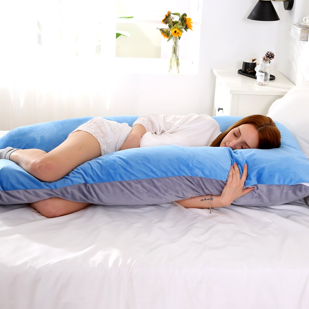 Taie d'oreiller polaire souple pour femmes enceintes, forme en U, lombaire, protection latérale multifonction, housse de coussin pour femmes enceintes