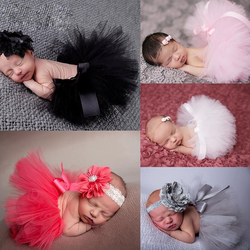 Hermoso para recién nacidos diadema falda tutú infantil niñas foto Prop traje