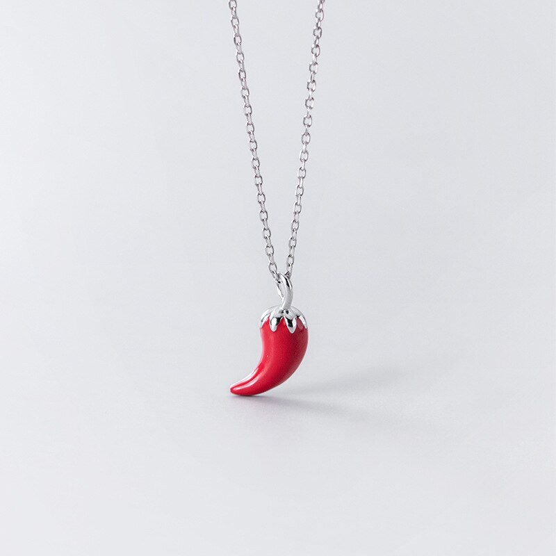 Coolkala argento sveglio creativo pepe rosso del pendente semplice ottavino delicata collana