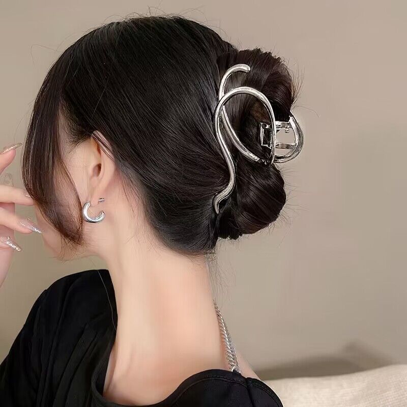 Pinzas para el pelo con lazo geométrico para mujer, horquillas de Metal grandes, pasadores, accesorios para el cabello, Vintage Simple, ,: Azul cielo