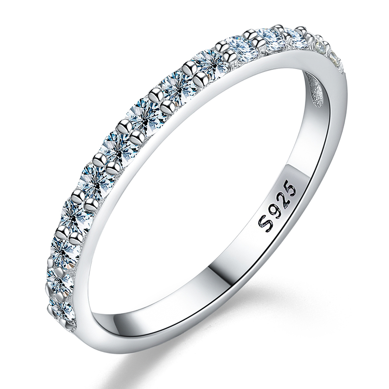 Diamant Welt Luxus echte Moissan ite Diamant Solitär stapelbare Ringe für Frauen Sterling Silber Ewigkeit Hochzeits schmuck: Weiß / 5