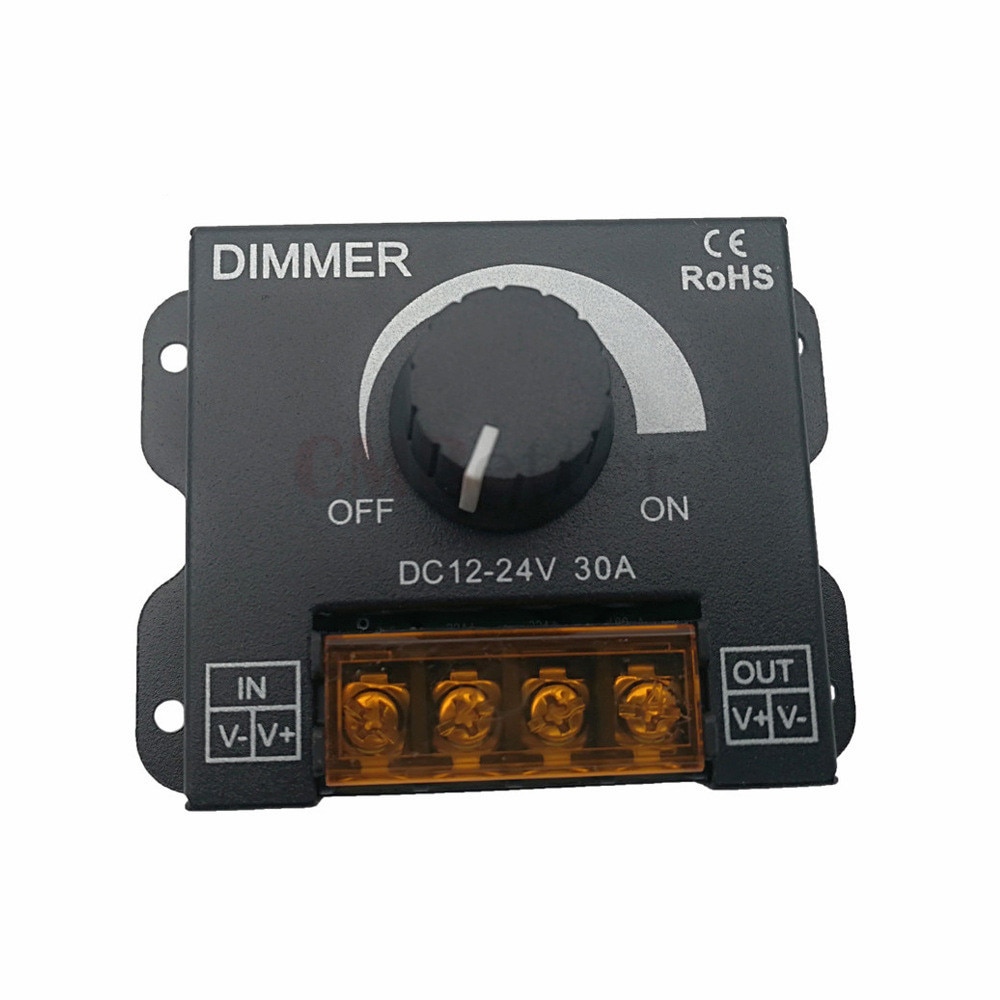 12V 24V LED Dimmer Switch 30A Voltage Regulator Brightness Adjustable Controller for LED Strip Light Lamp