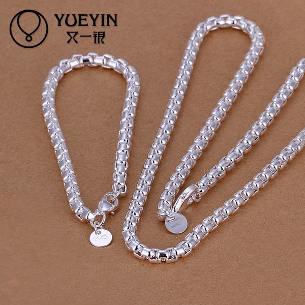 Parure de bijoux en argent plaqué pour femmes, ensemble de bijoux de mariage, collier épais bon marché,