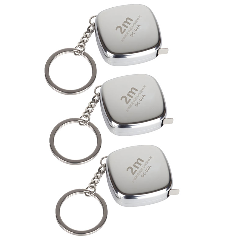 1/3/5pc Mini 2m klein meetlint sleutelhanger, roestvrij staal intrekbaar sleutelhanger meetlint precisie zak meetlint: Ivoor