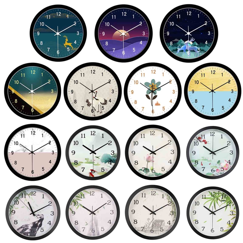 Chinese Style Wall Clock Led Glowing Intelligent Sound Control Mute Clocks
